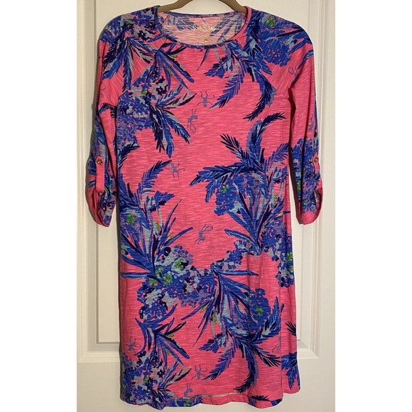 Lilly Pulitzer Surfcrest Swing Dress -‎ Tiki Pink Out On A Limb - Size XS - Picture 1 of 9